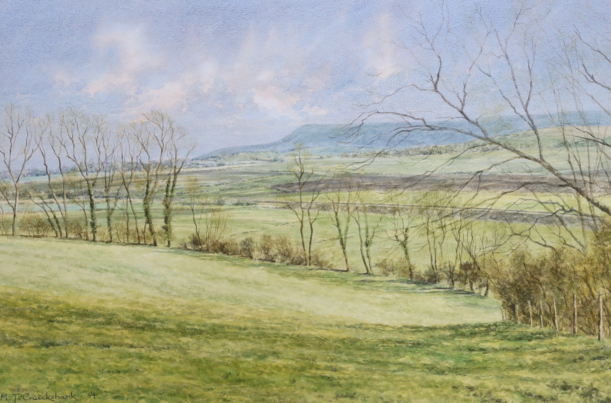 Michael J Cruickshank (Contemporary), watercolour, Firle Beacon, signed and dated '94, 32 x 46cm